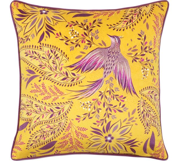 Bird of Paradise Saffron Cushion